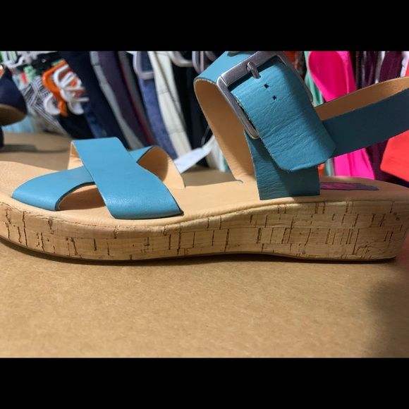 korks teal platform sandal